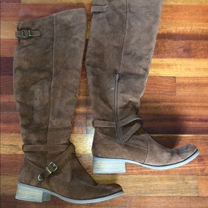 Brown suede Over knee High Boots